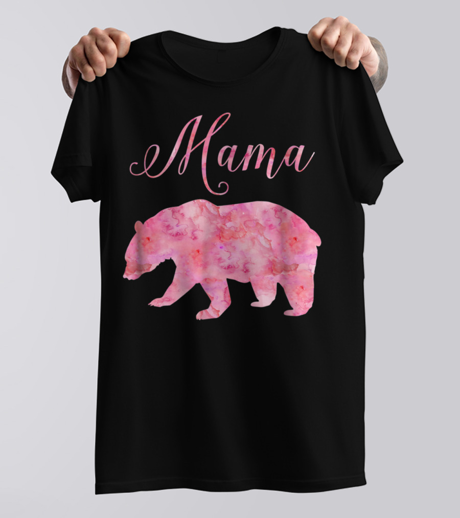 Mama Bear Mothers Birthday Mom Pink Watercolor T-Shirt