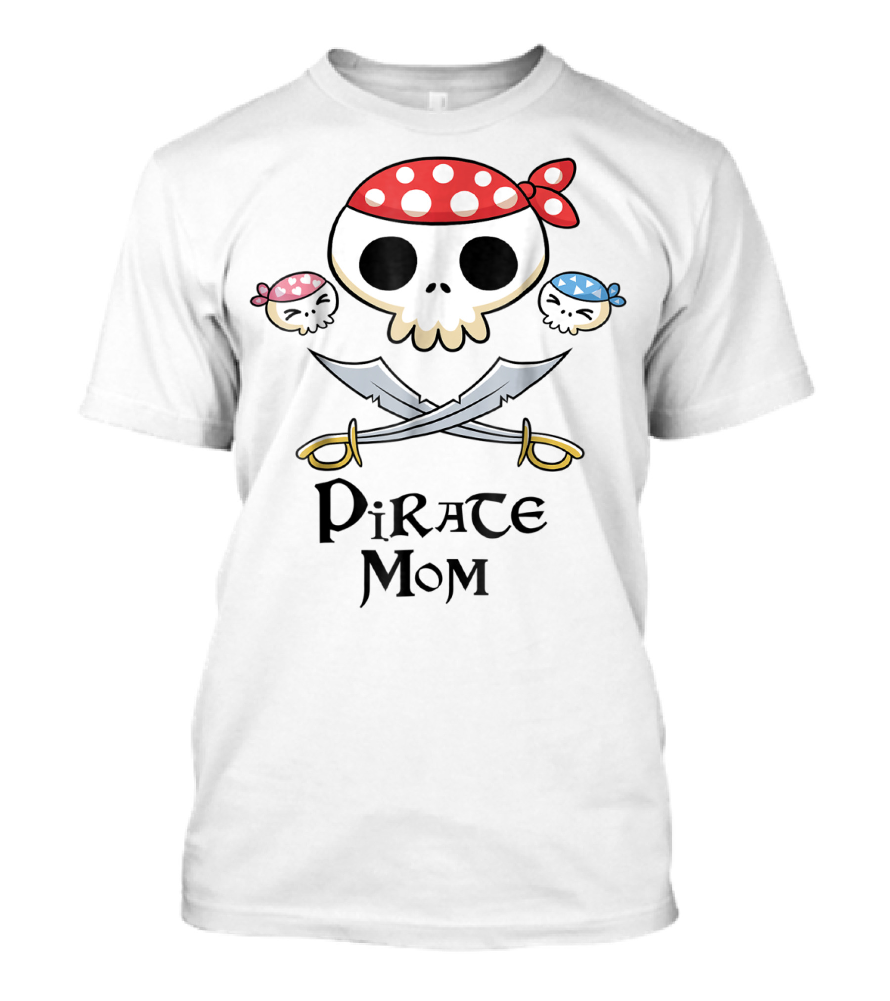 Pirate Mom Jolly Roger Skull With Swords And Bandana T-Shirt