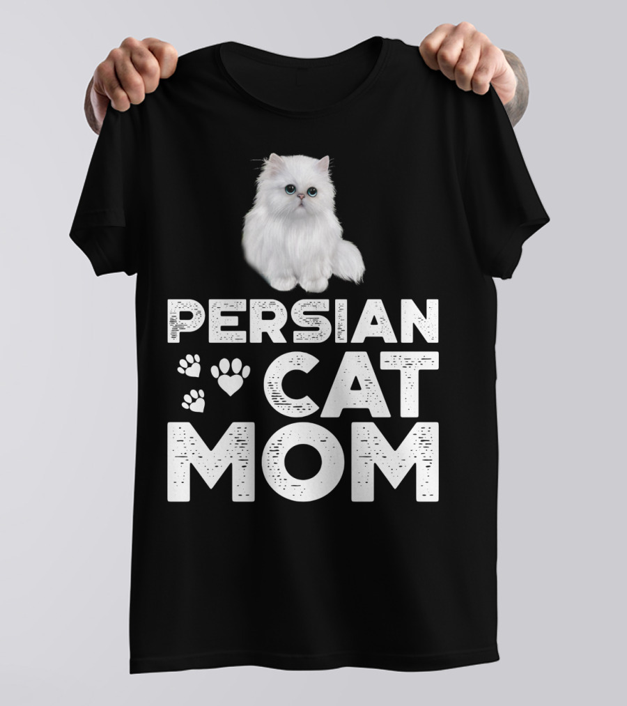 Persian Cat Mom With Paw And Heart Design For Female Cat Owners T-Shirt