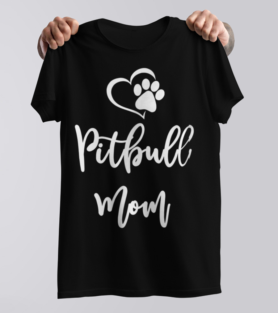 Pitbull Mom Paw Heart T-Shirt