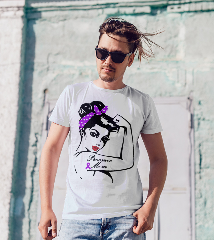 Preemie Mom Strong Rosie Purple T-Shirt