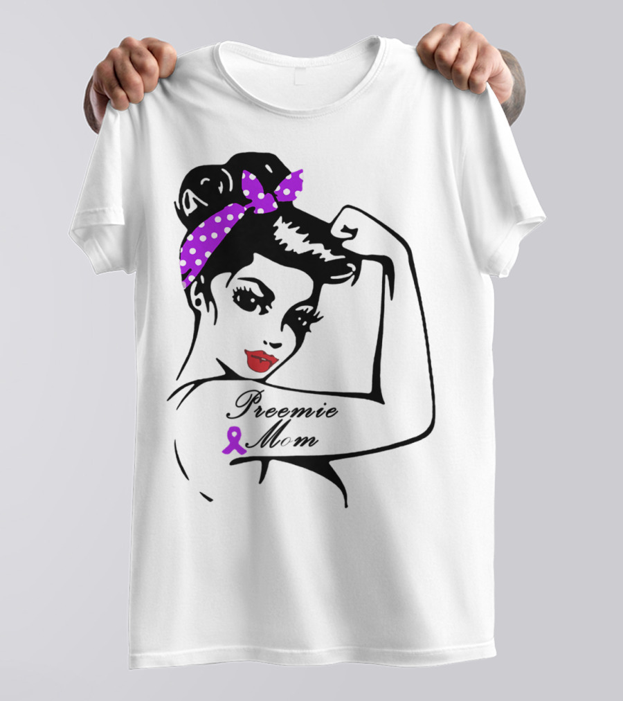 Preemie Mom Strong Rosie Purple T-Shirt