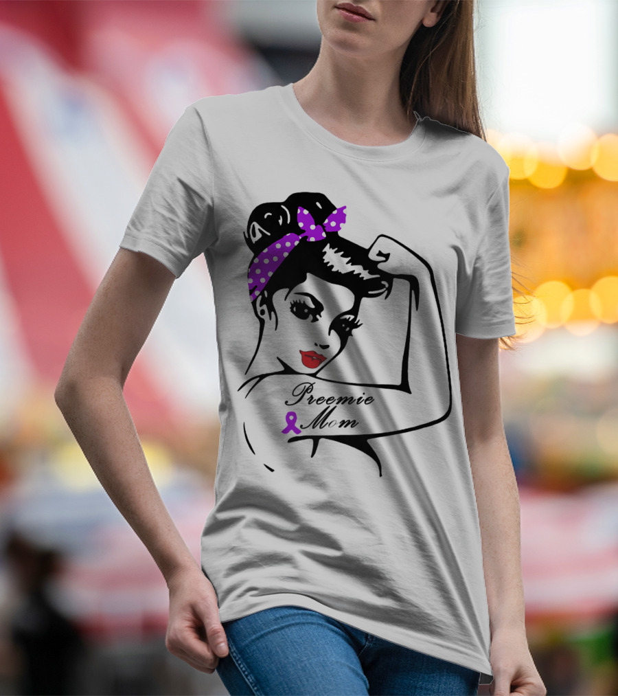 Preemie Mom Strong Rosie Purple T-Shirt
