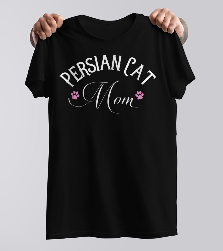 Persian Cat Mom Cute Pink Paw T-Shirt