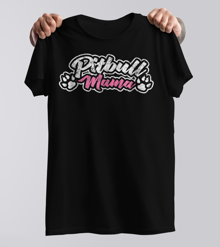 Pitbull Mama Paw Print Dog Lover Mom T-Shirt