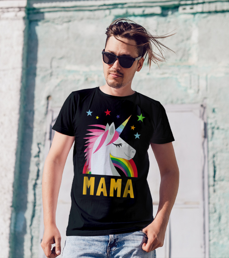 Mama Unicorn Rainbow Star Lovers T-Shirt
