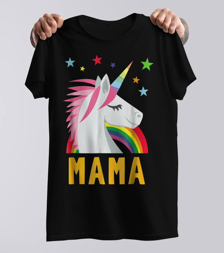 Mama Unicorn Rainbow Star Lovers T-Shirt