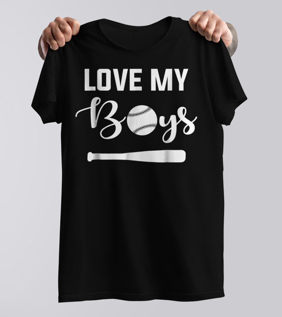 Love My Boys Baseball Bat Ball Design Women's Unique T-Shirt