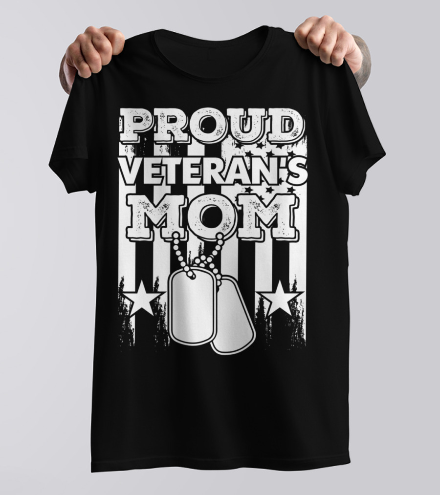 Proud Veteran's Mom Military Dog Tags T-Shirt