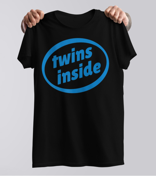 Twins Inside Logo Parody Expecting Pregnancy Announcement T-Shirt