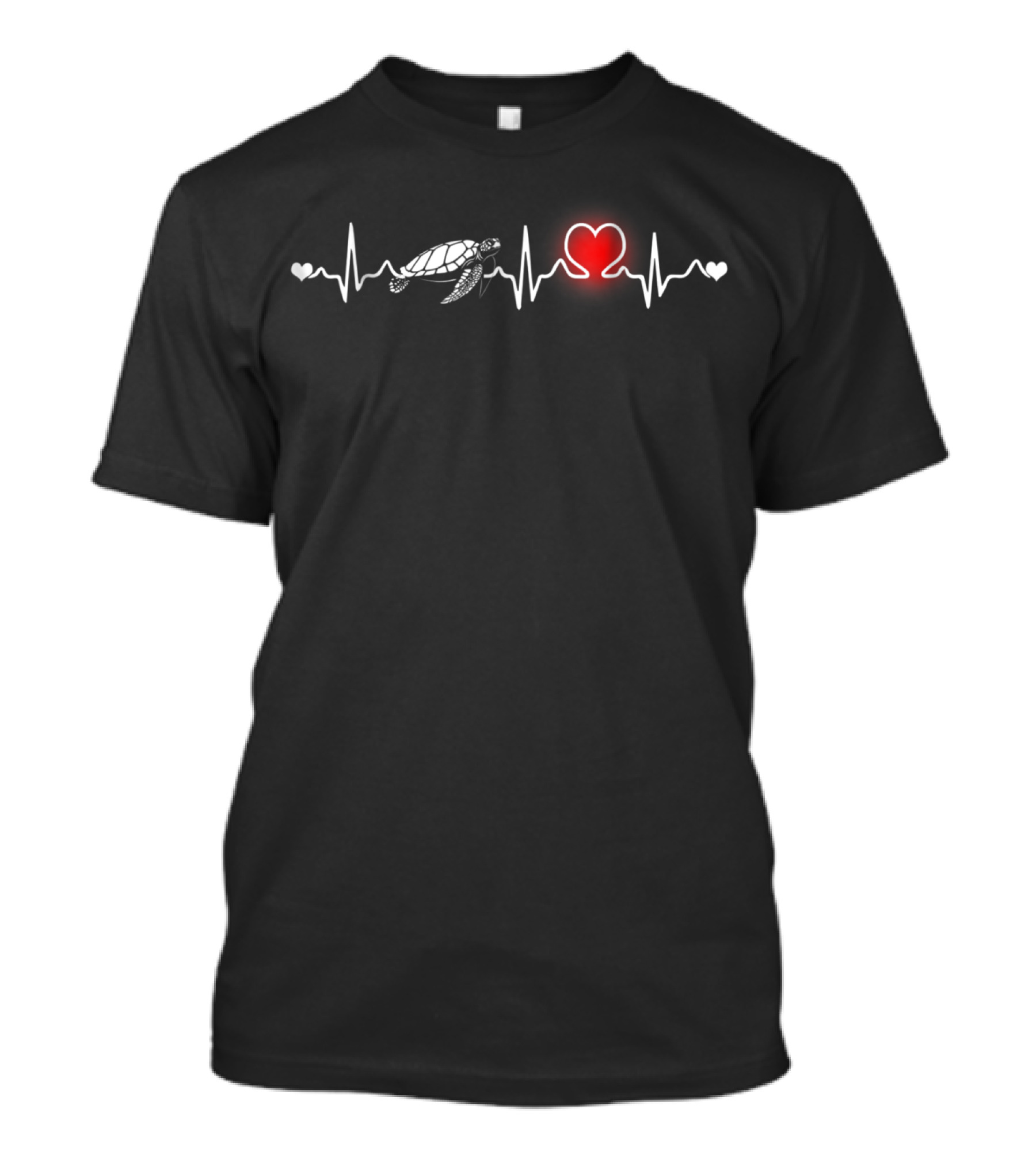 Turtle Heartbeat With Red Heart For Kids Girls Boys T-Shirt
