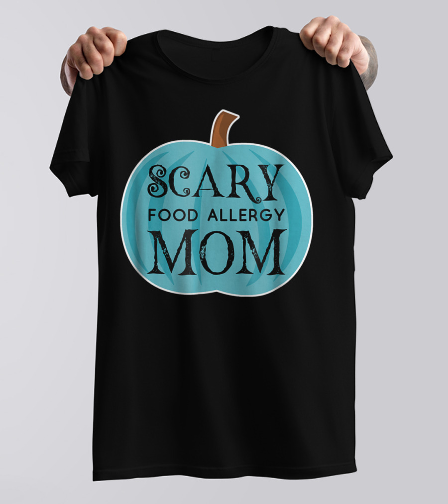 Scary Food Allergy Mom Blue Pumpkin Halloween T-Shirt