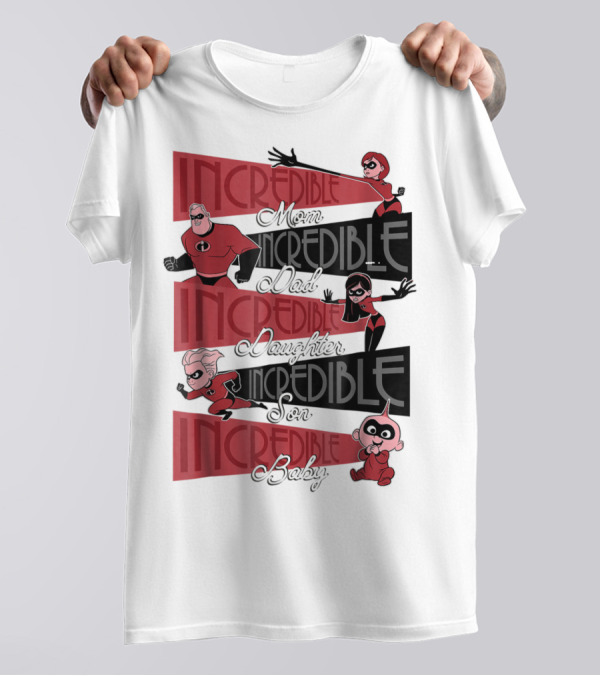 Incredible Mom Dad Daughter Son Baby Disney Pixar Incredibles 2 Elastigirl T-Shirt