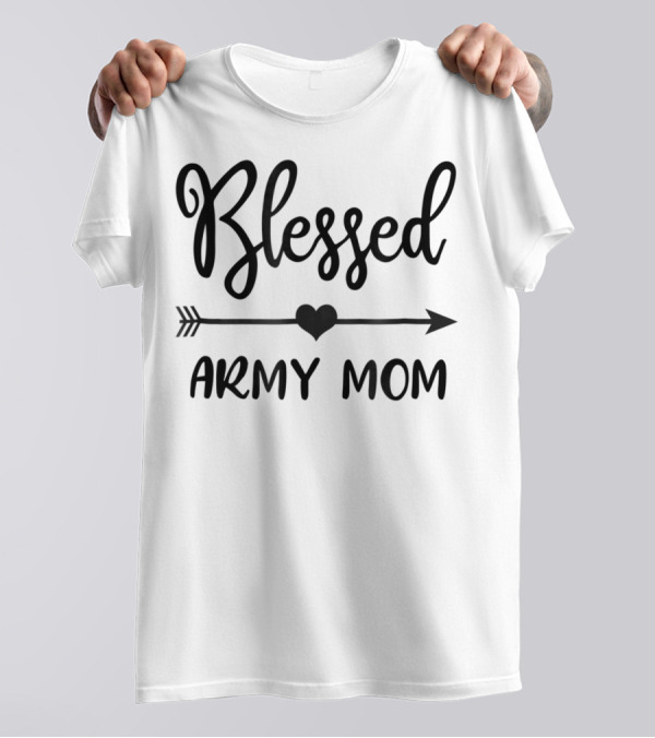 Blessed Army Mom Arrow Heart T-Shirt