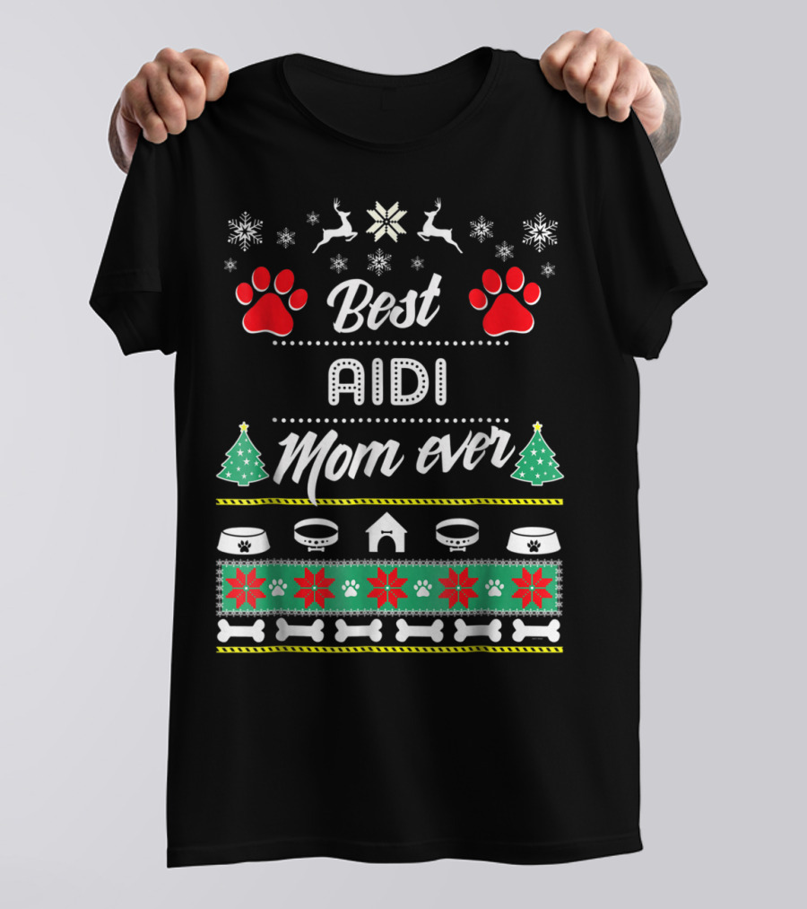 Best Aidi Mom Ever Christmas Paw Prints T-Shirt