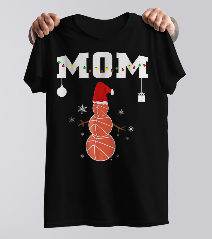 Basketball Mom Snowman Christmas Family Matching Holiday 90s T-Shirt