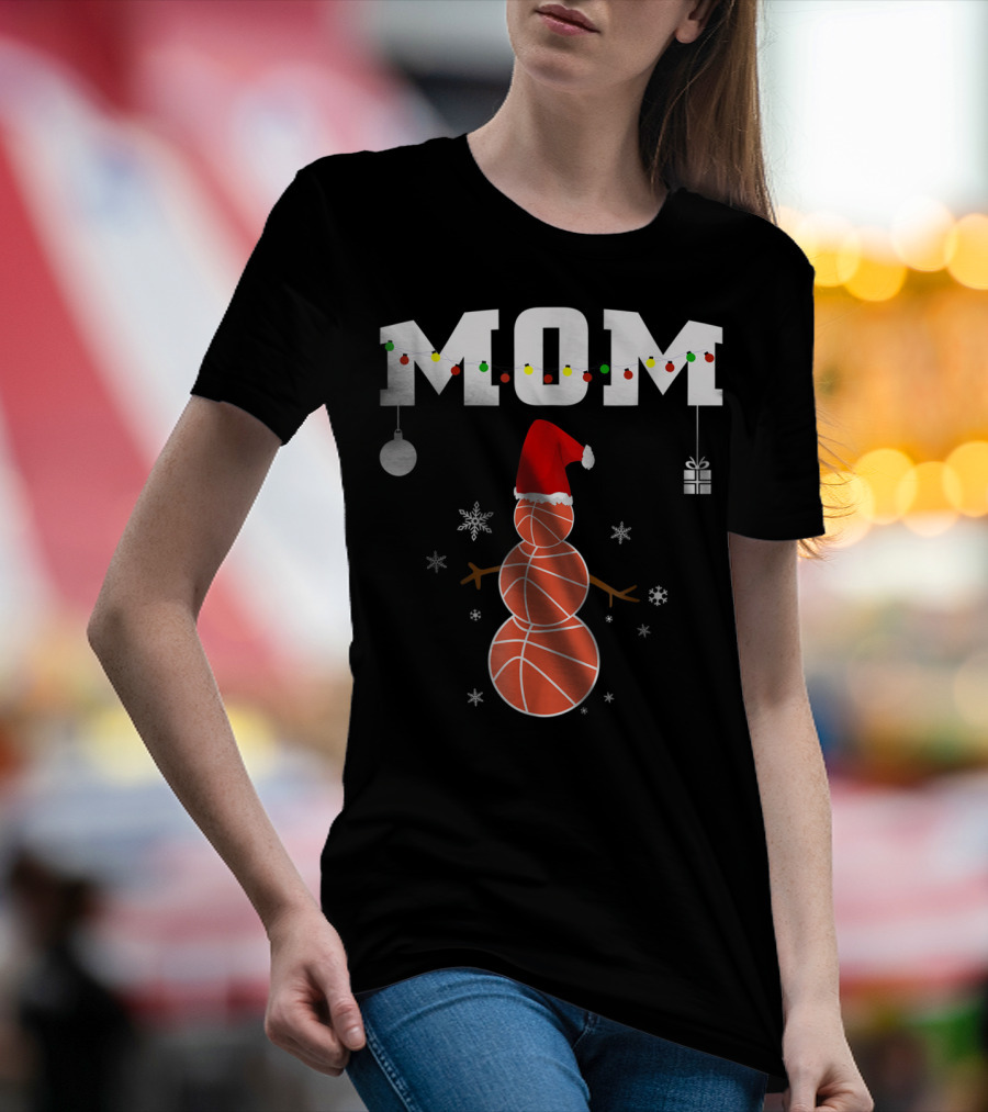 Basketball Mom Snowman Christmas Family Matching Holiday 90s T-Shirt