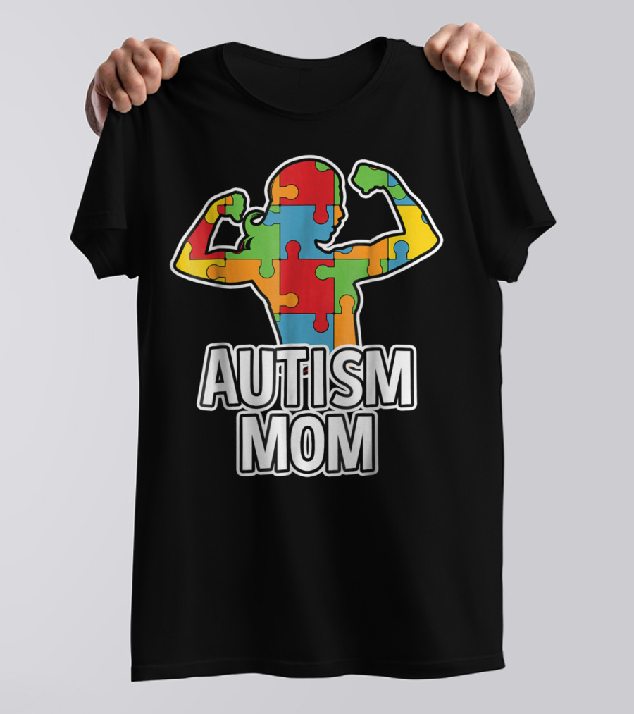 Autism Mom Puzzle Piece Awareness T-Shirt