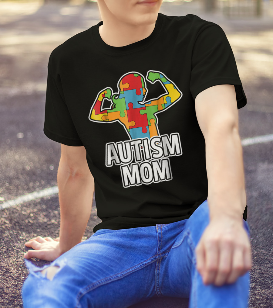 Autism Mom Puzzle Piece Awareness T-Shirt