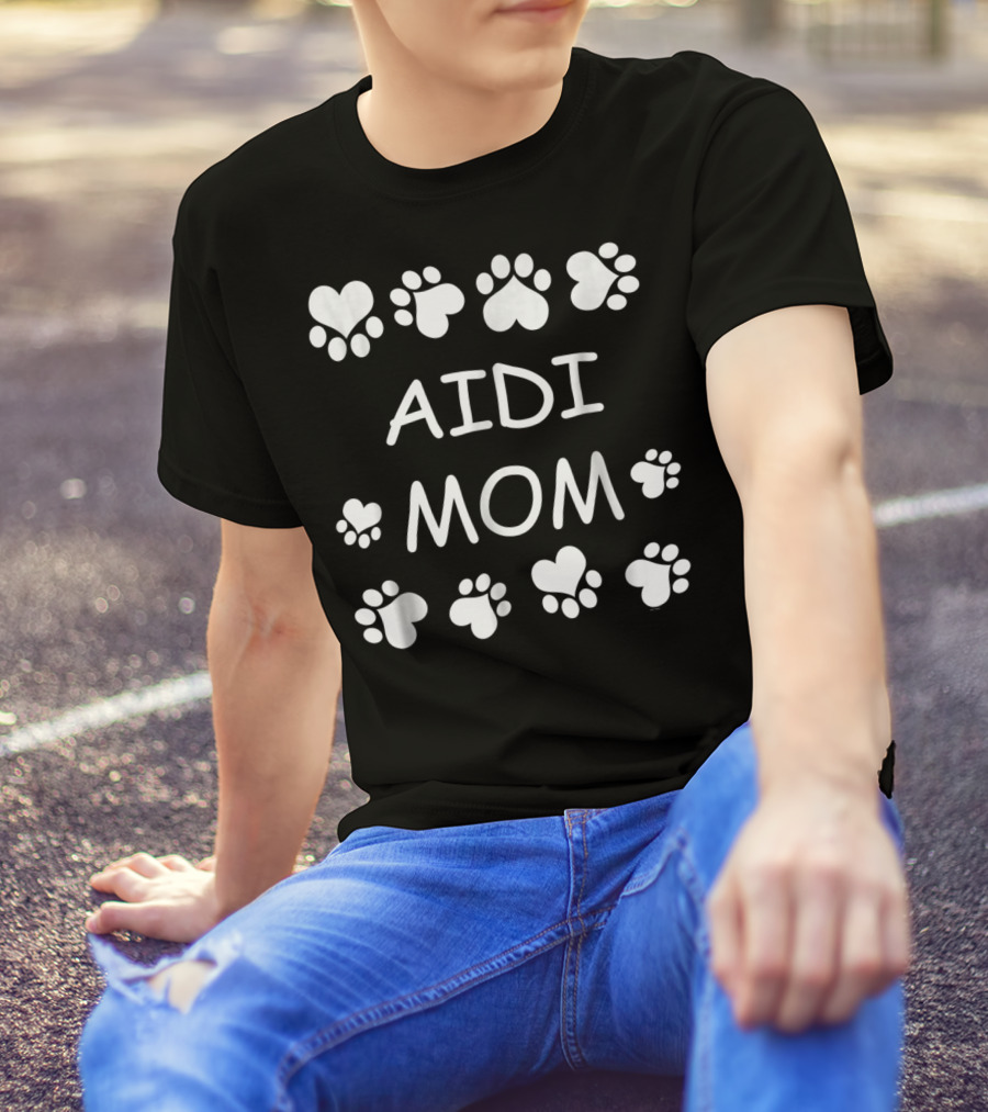 Aidi Mom Paw Print Heart Lover Christmas Birthday T-Shirt