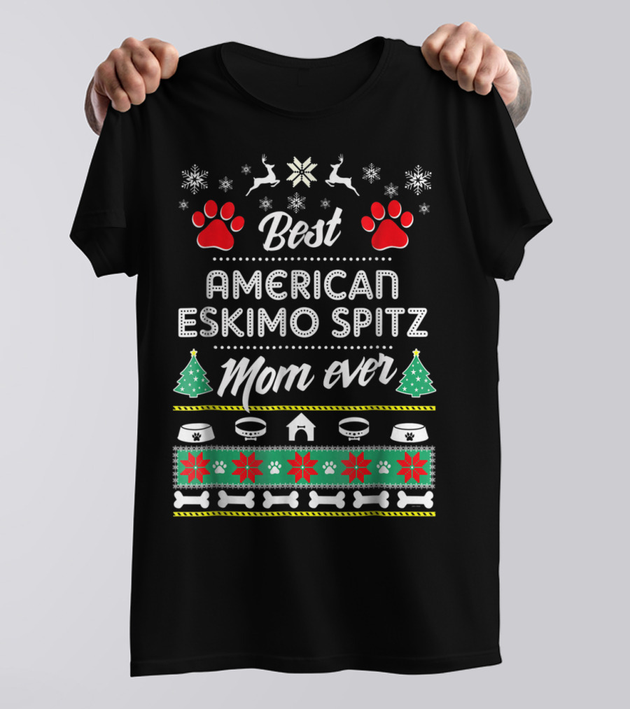 Best American Eskimo Spitz Mom Ever Christmas T-Shirt