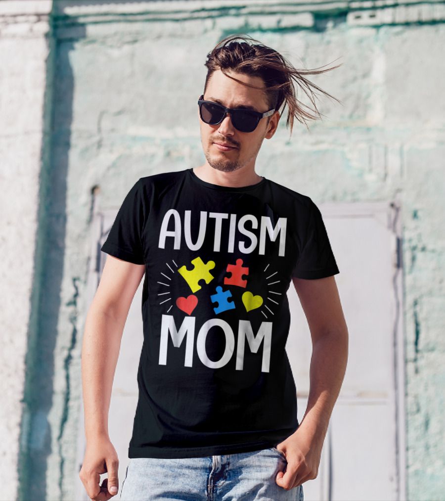 Autism Mom Colorful Puzzle Heart T-Shirt