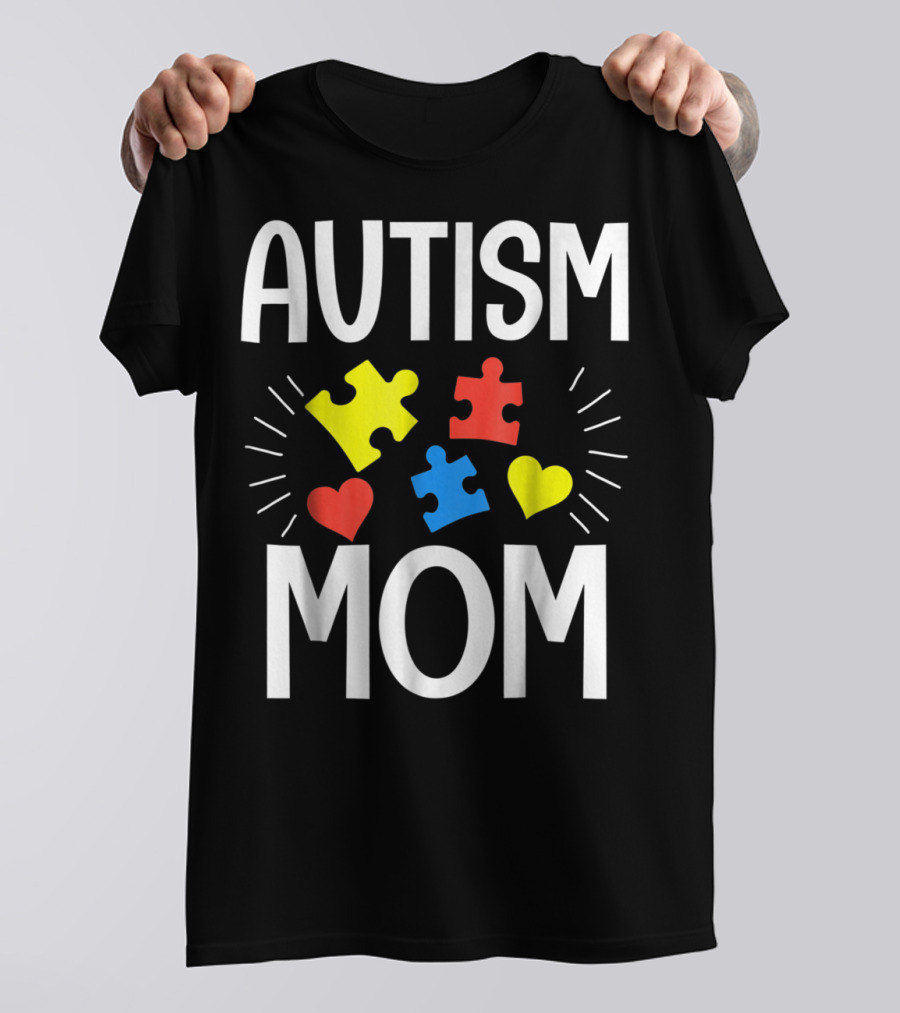 Autism Mom Colorful Puzzle Heart T-Shirt