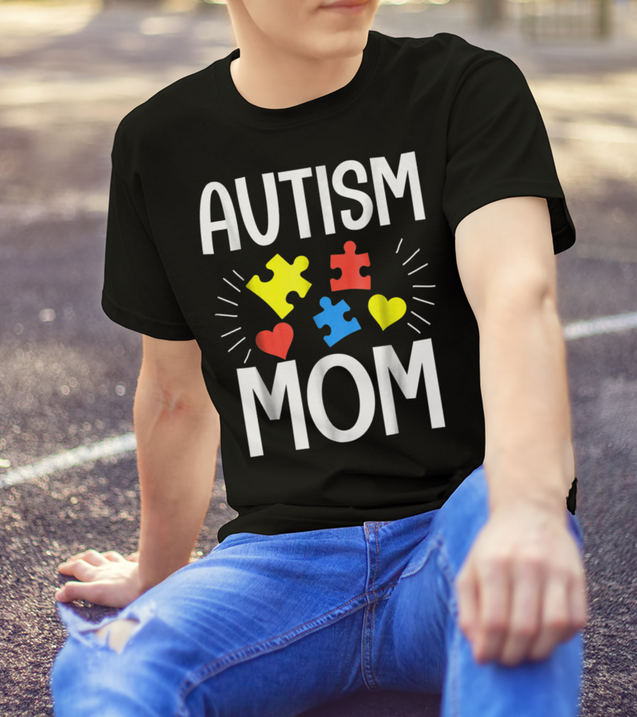 Autism Mom Colorful Puzzle Heart T-Shirt