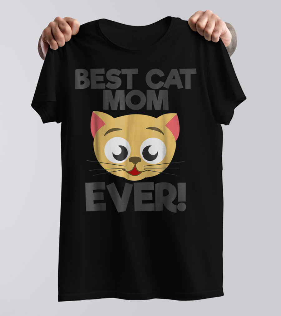 Best Cat Mom Ever Cute Cartoon Cat Face T-Shirt