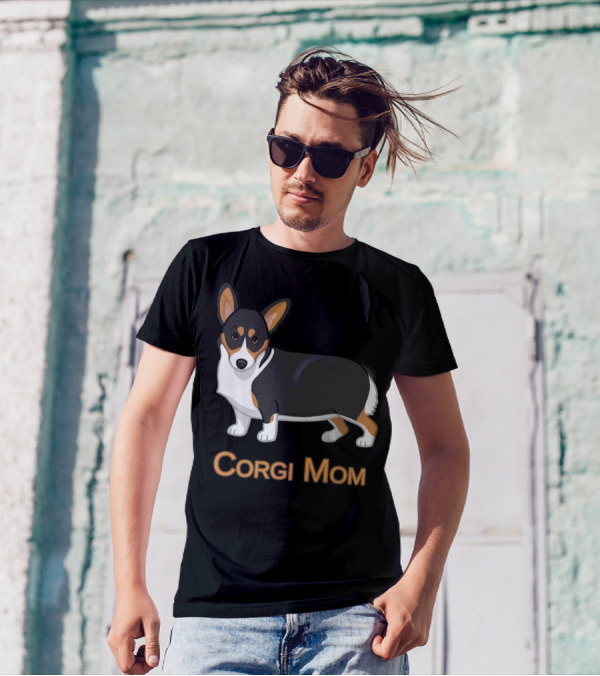 Corgi Mom Cute Black Tricolor Pembroke Dog Lovers T-Shirt