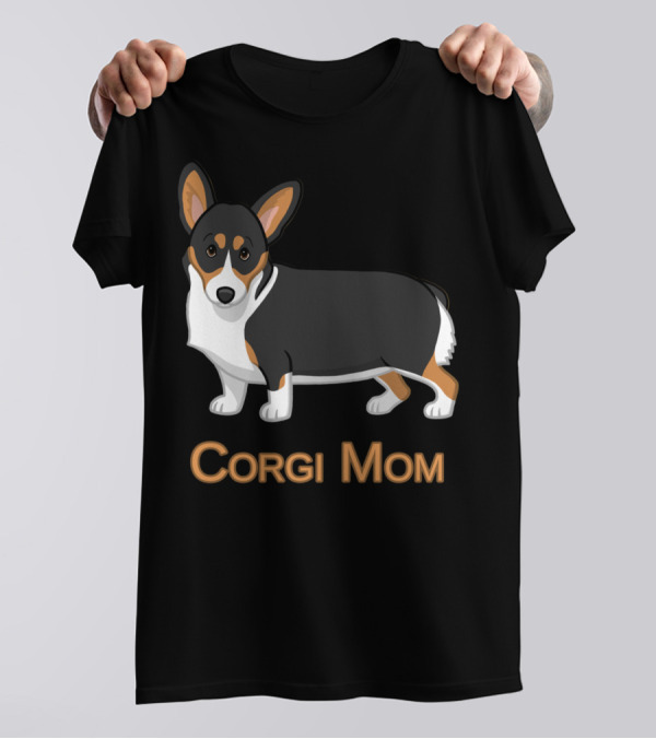 Corgi Mom Cute Black Tricolor Pembroke Dog Lovers T-Shirt