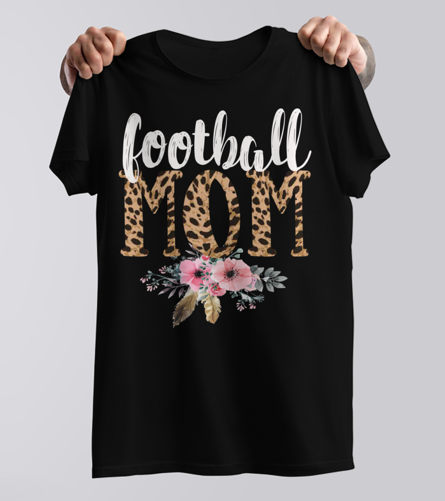 Football Mom Leopard Floral Boho T-Shirt