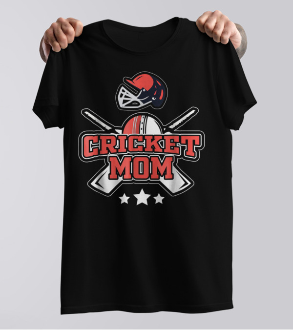 Cricket Mom Sports Bat Ball Team Field Helmet T-Shirt