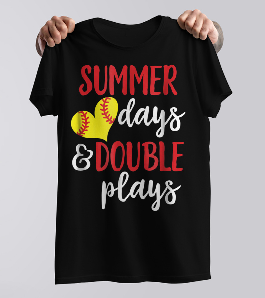 Summer Days And Double Plays Softball Girls T-Shirt