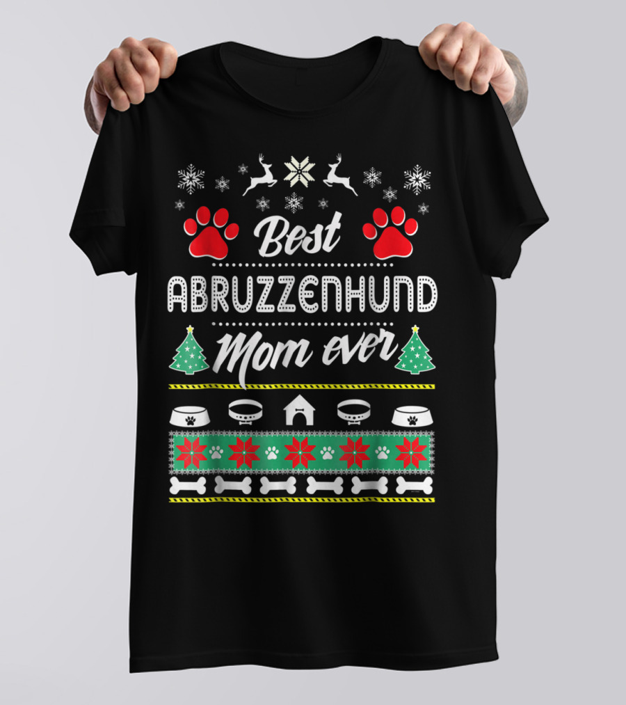 Best Abruzzenhund Mom Ever Holiday Paw And Snowflake Motif T-Shirt