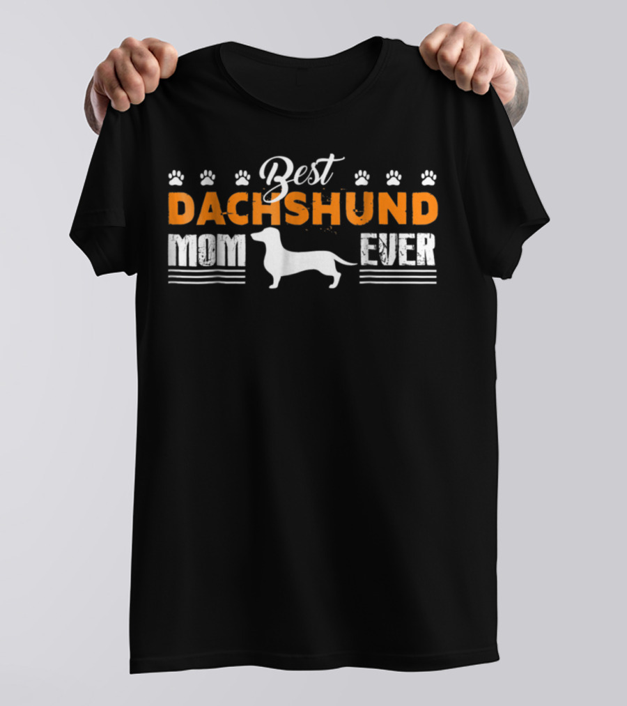 Best Dachshund Mom Ever Dog Paw Prints T-Shirt