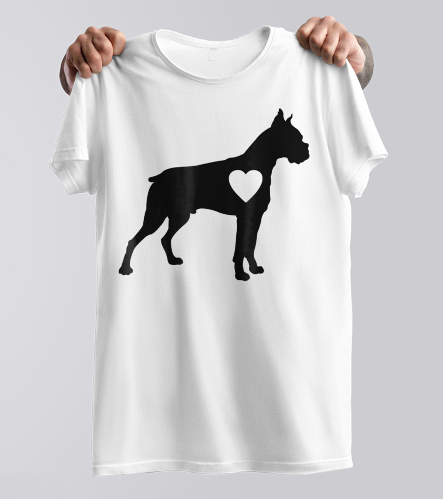 Boxer Dog Heart Silhouette Design For Loving Dog Moms T-Shirt