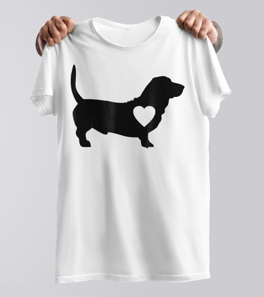 Basset Love Heart Silhouette Dog Idea Dog T-Shirt