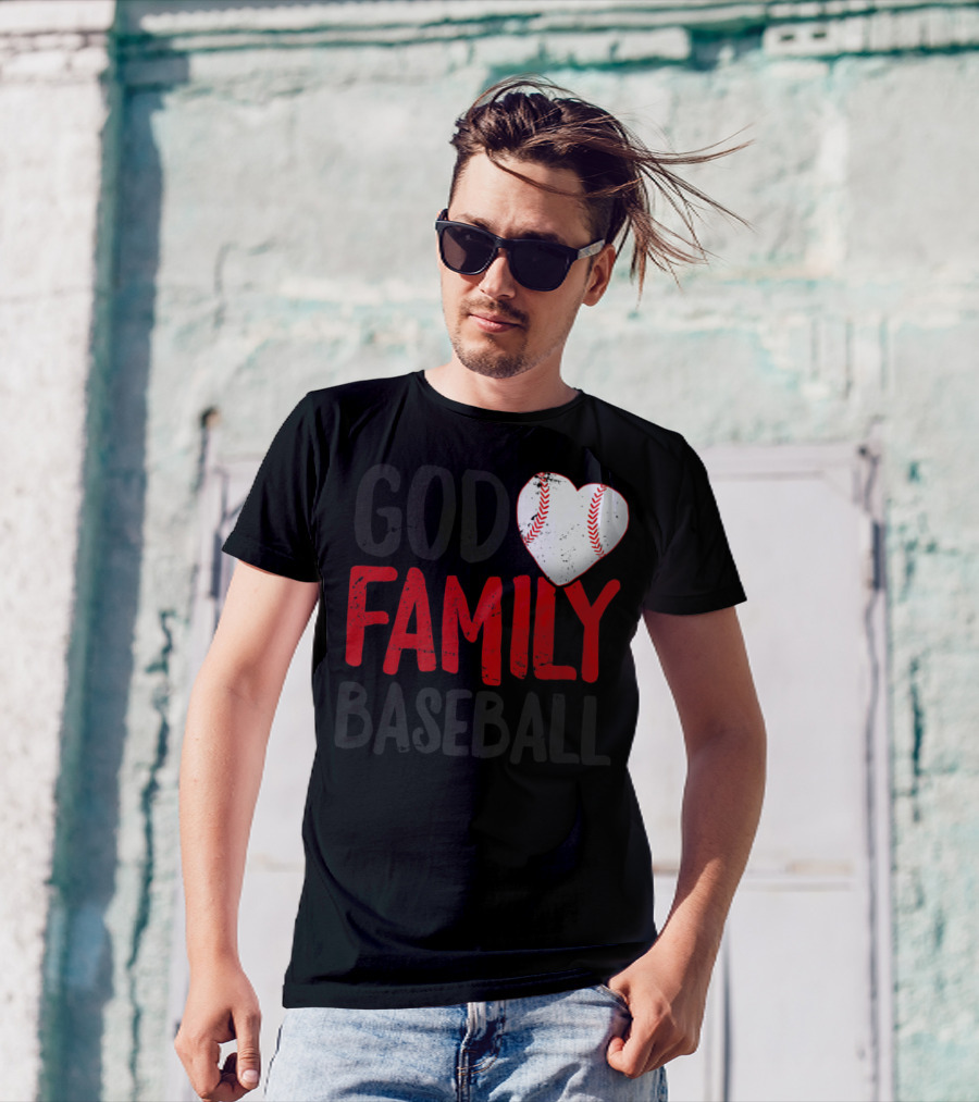 God Family Baseball Mom Mother Dad Father Coach27 Heart Baseball T-Shirt