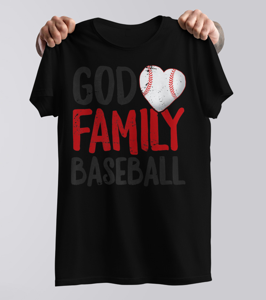 God Family Baseball Mom Mother Dad Father Coach27 Heart Baseball T-Shirt