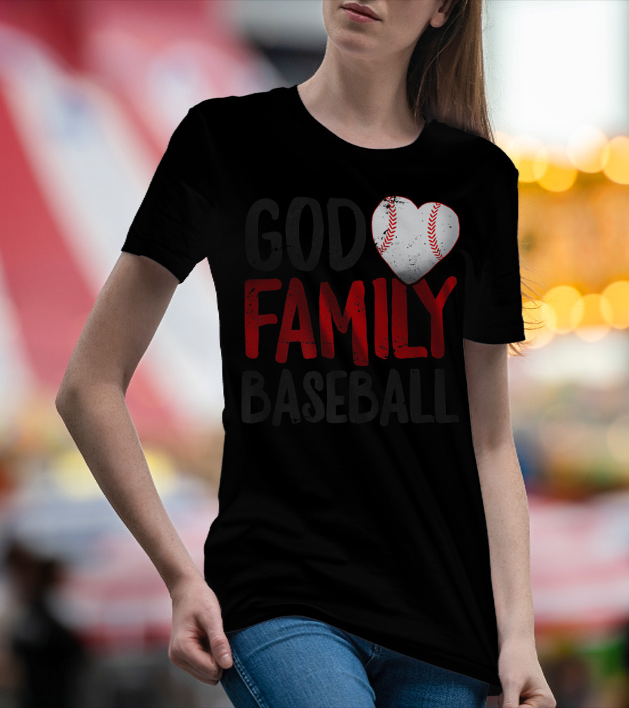 God Family Baseball Mom Mother Dad Father Coach27 Heart Baseball T-Shirt