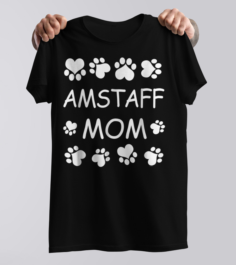 Amstaff Mom Paw Heart Christmas Birthday Lovers T-Shirt