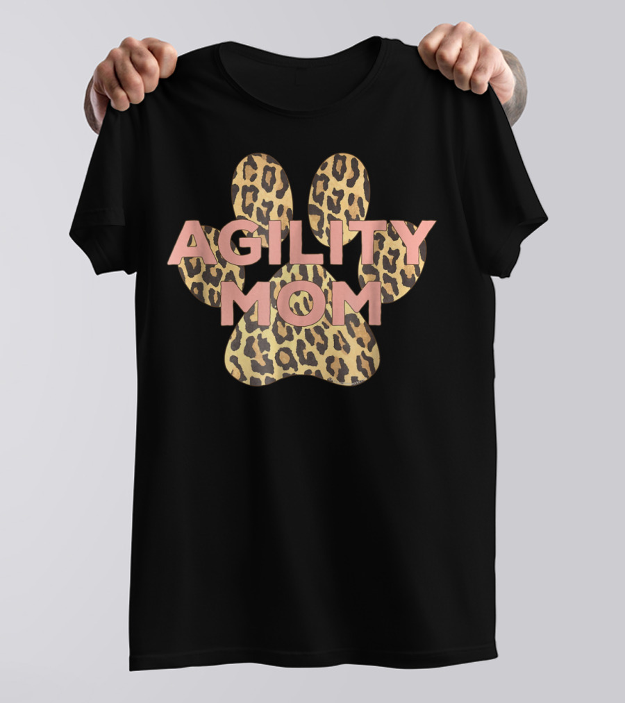 Agility Mom Leopard Print Dog Paw Pink Cute Cheetah T-Shirt
