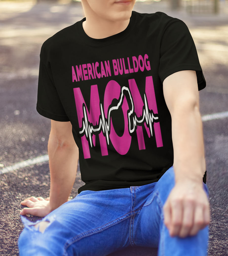 American Bulldog Mom Heartbeat T-Shirt