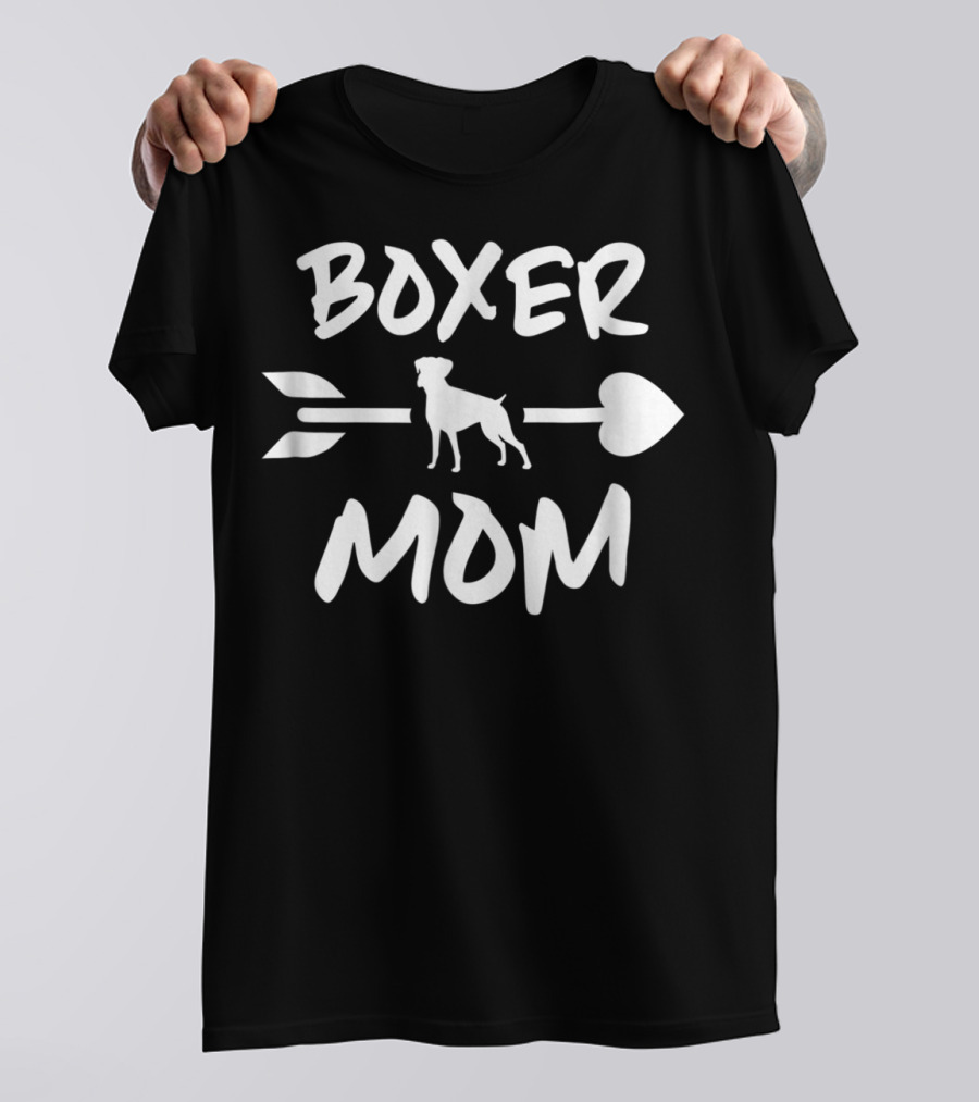 Boxer Mom Boxer Mama Dog Lover 90 Heart Arrow Dog T-Shirt