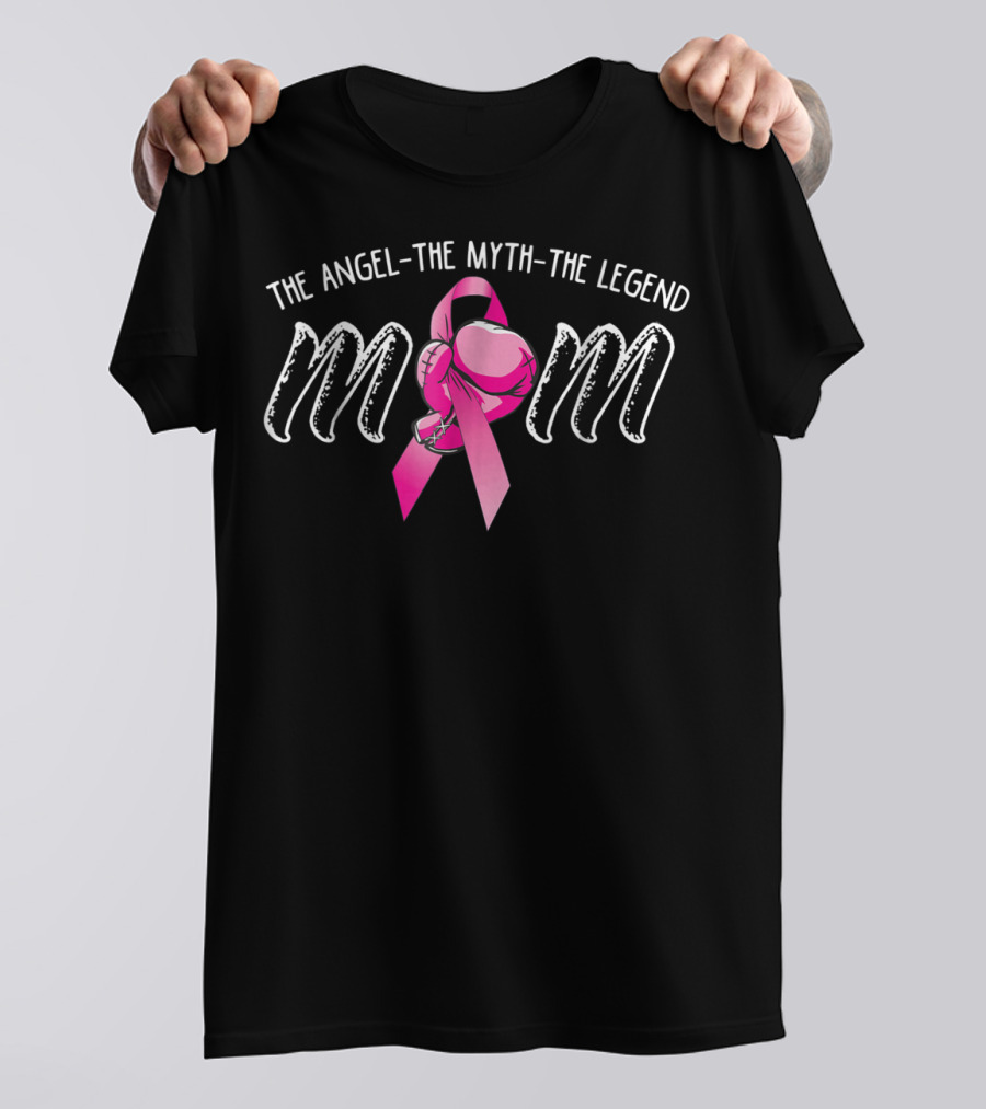The Angel The Myth The Legend Mom Breast Cancer Pink Ribbon Boxing Gloves T-Shirt