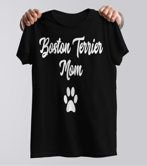 Boston Terrier Mom Paw Prints T-Shirt