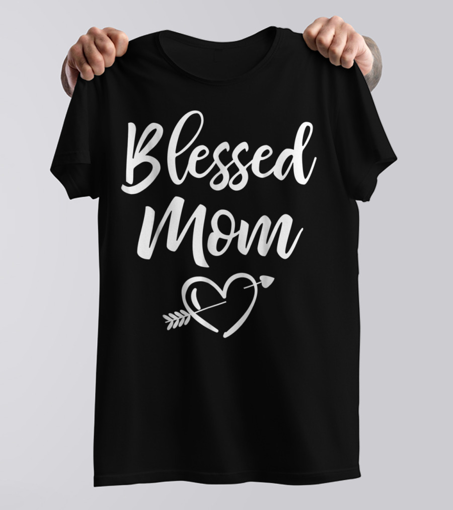Blessed Mom Heart Arrow Christmas Birthday T-Shirt