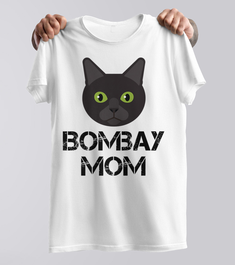 Bombay Mom Cat Owner Black Cat Face T-Shirt