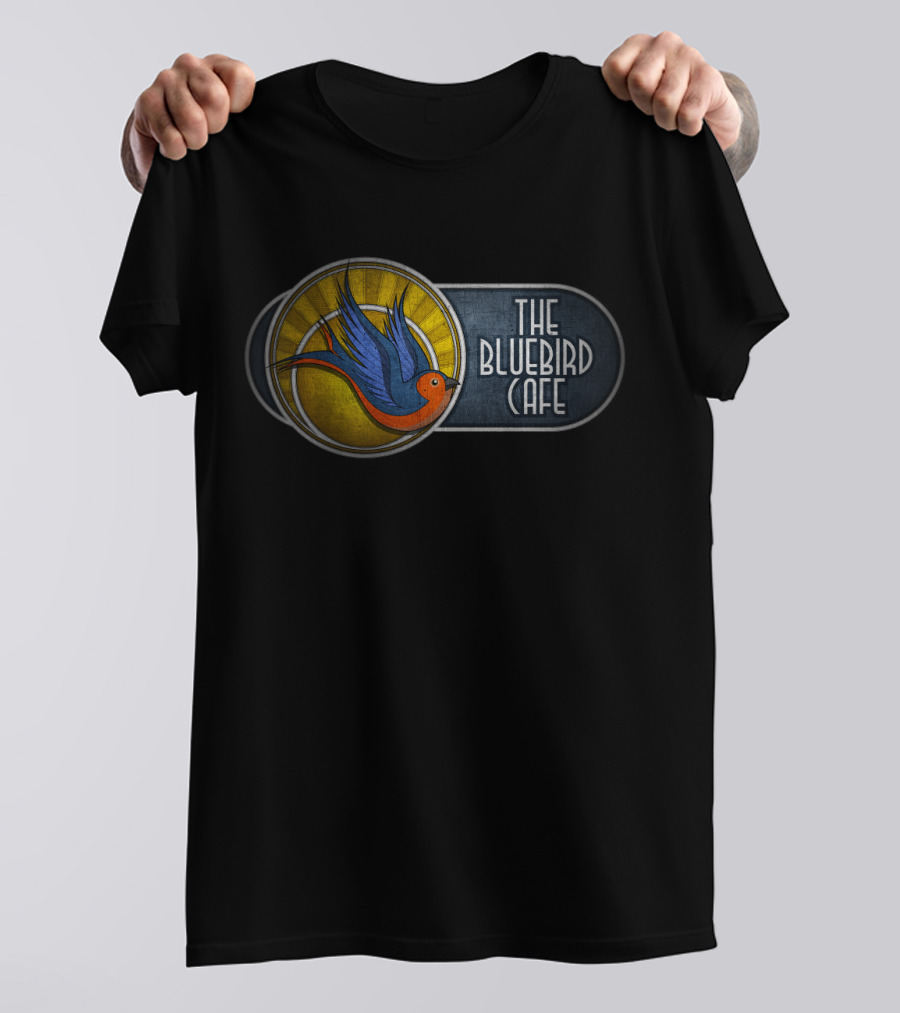 The Bluebird Cafe Retro Blue And Orange Bird T-Shirt